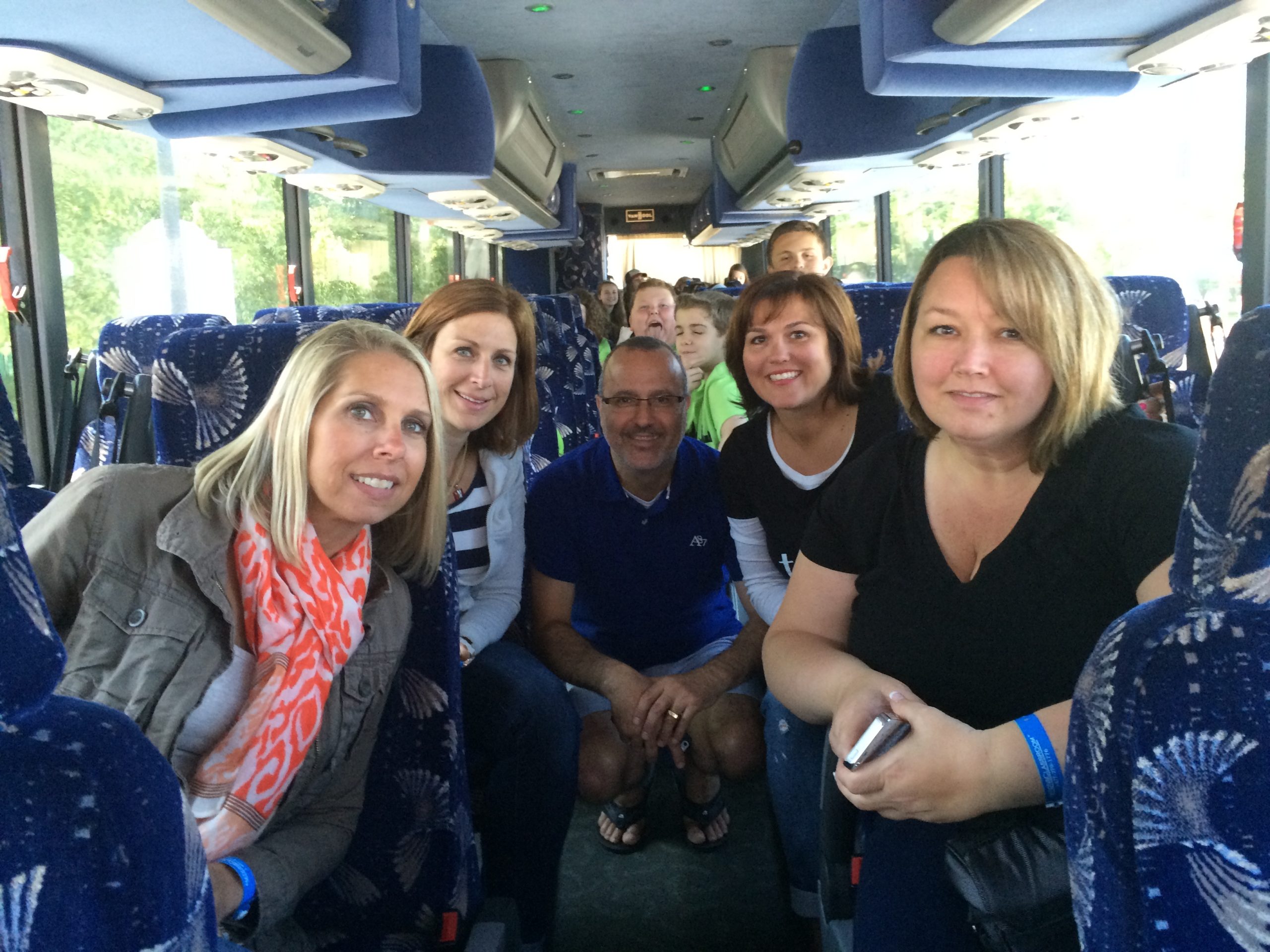 Teachers on travel bus