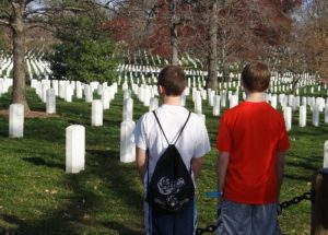 Two students at Arlington National Cemetery