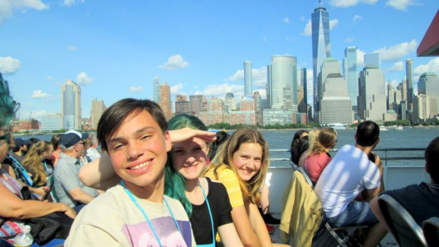 students on ferry in NYC