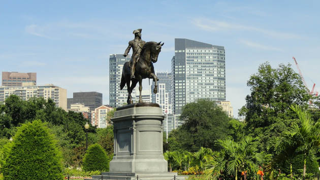 Town square with statue