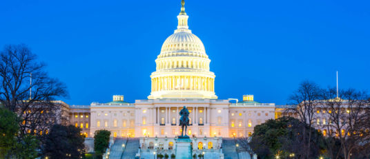 Capitol Building in DC at dusk