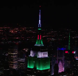 Empire State Building lit up at night