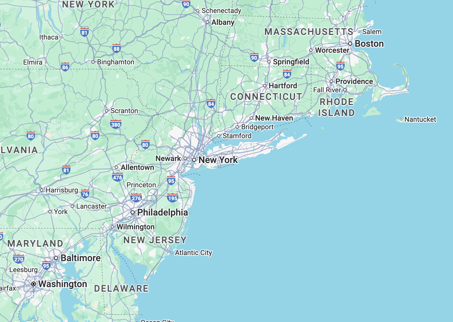 Washington, DC, Boston and New York City