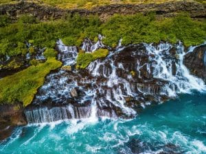 Barnafoss and Hraunfossar Waterfalls