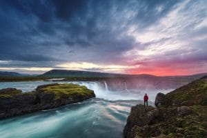 two-tiered waterfall cascading